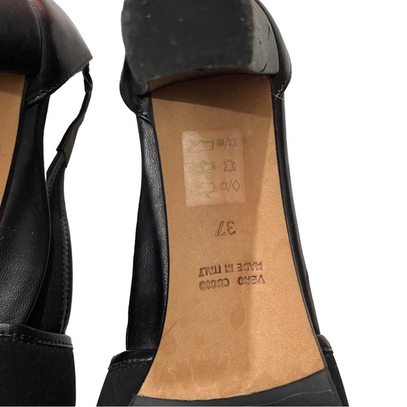 Taryn Rose Made In Italy Black Leather Peep Toe 3” Heels Sz 7M Shoes Pumps - Picture 8 of 9